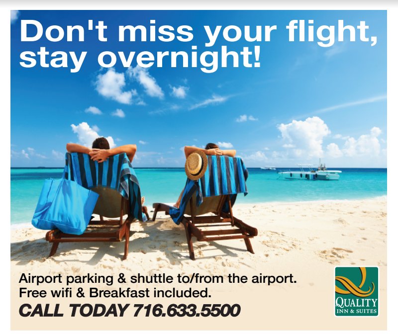 QualityINN_BUF's tweet image. Don't Hassle Early Morning  To Catch A Flight. Stay Over Night, Airport Parking. 24 Hours Shuttle to/from Airport. Free Wifi and Breakfast.