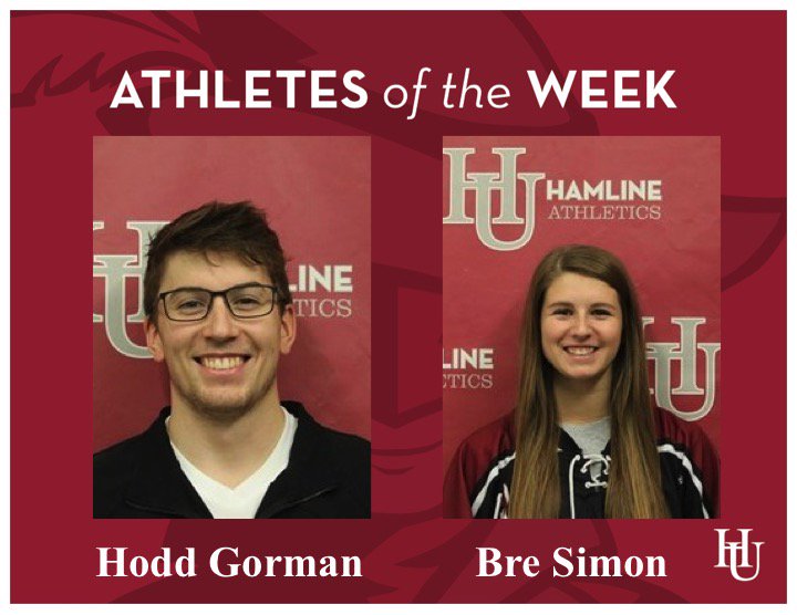 HUPipers's tweet photo. Congratulations to our HU Athletes of the Week, Bre Simon and Hodd Gorman! #goHU https://t.co/uvpmozb2dj