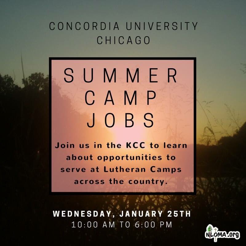 nlomacamps's tweet photo. Summer staff recruiters at multiple Concordia Universities this week. Jan 23-25 at @CUNE @cu_portland: Jan 25 at @cu_portland #findyourcamp https://t.co/uGcxsKPo4i