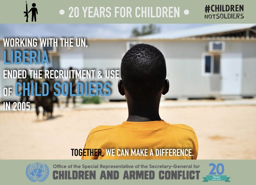 childreninwar's tweet photo. #20YearsForChildren in #Liberia and the country has turned the page on recruitment and use of #ChildSoldiers https://t.co/ciPijkOJWu