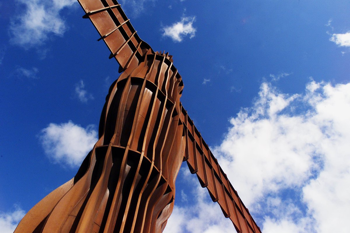 gateshead's tweet photo. Happy Birthday Angel of the North - 19 today – one of the most talked about pieces of art  https://t.co/t1RBOG4dCS https://t.co/5PO01k9roF