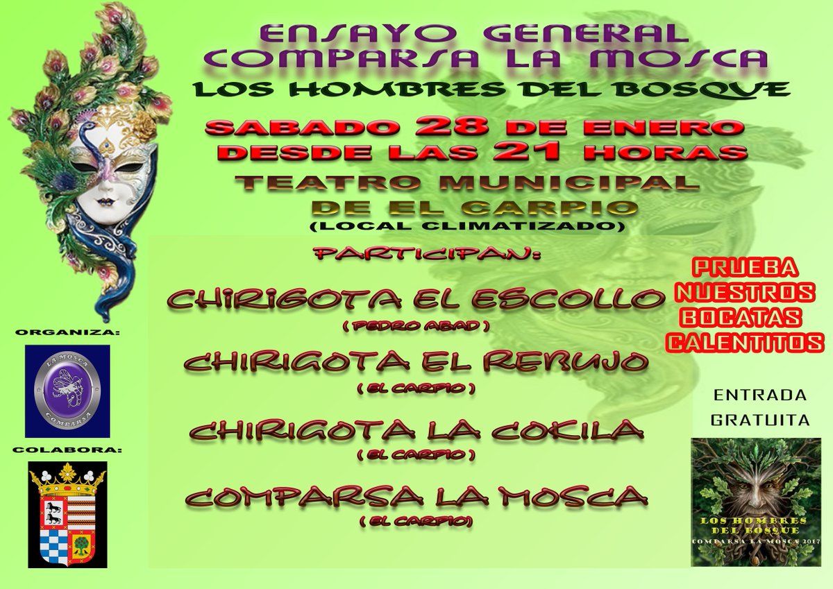 ComparsaMosca's tweet image. Nos vemos el sábado por el teatro Municipal de El Carpio pasaremos una estupenda noche con los amigos de El Escollo, la Cokila y el Rebujo .