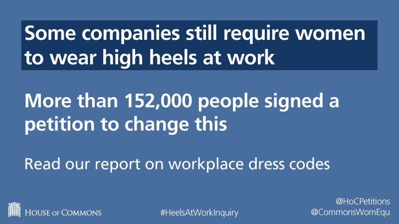 HoCpetitions's tweet photo. Tomorrow we're publishing a joint report with @CommonsWomEqu following the #HeelsAtWorkInquiry and #petition https://t.co/FOixVIVJAX https://t.co/5fHrLnw7tT