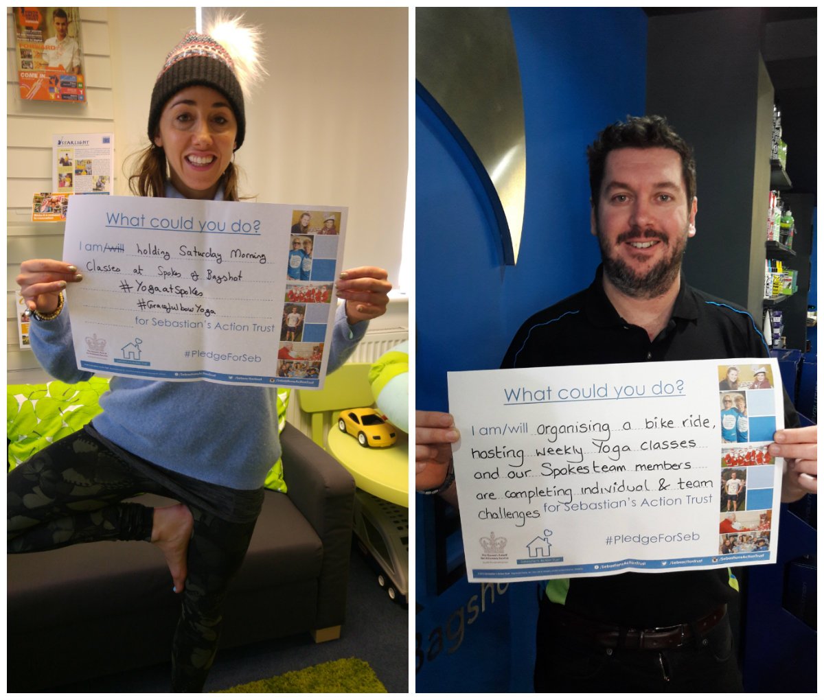 SebsActionTrust's tweet photo. @GracefulBowYoga and @Spokes_Bagshot thank you for your #PledgeForSeb. Your support means so much to our families https://t.co/LEbbMfpggA
