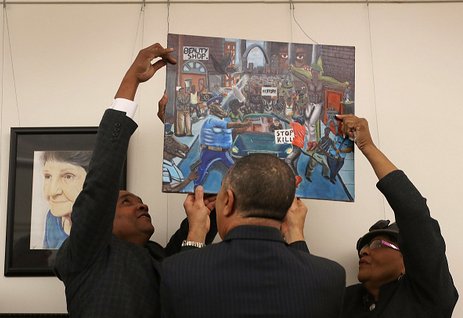PoliceMag's tweet photo. [Archive] Congressional Black Caucus Re-Hangs "Pig" Painting in U.S. Capitol: Democratic… https://t.co/dO9pzMEhBX #MostCommented #Police https://t.co/qMzvawlSln