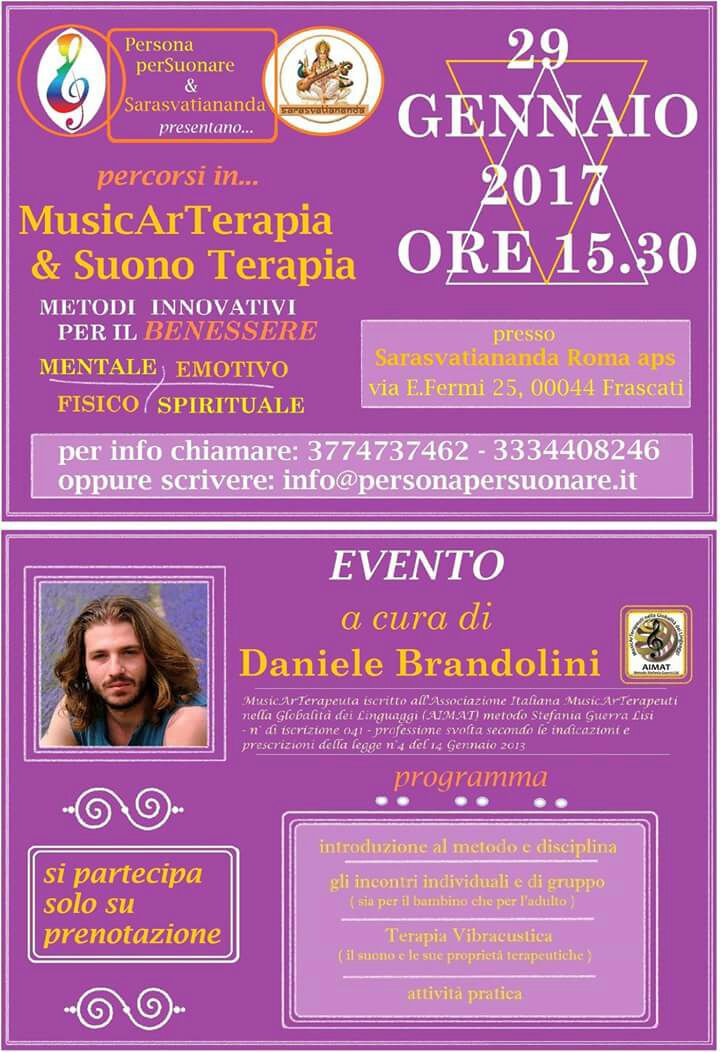 Evento presentativo a Frascati in collaborazione con Sarasvatiananda Roma, centro di Naturopatia.