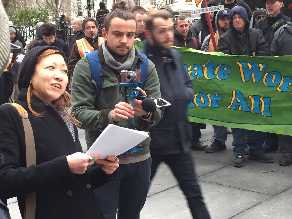 CentralLaborNYC's tweet photo. Daisy Chung of @ALIGNny: when the city talks climate and renewable energy projects, they must also talk about good jobs! #ClimateWorksForAll https://t.co/80uZeR9bV7