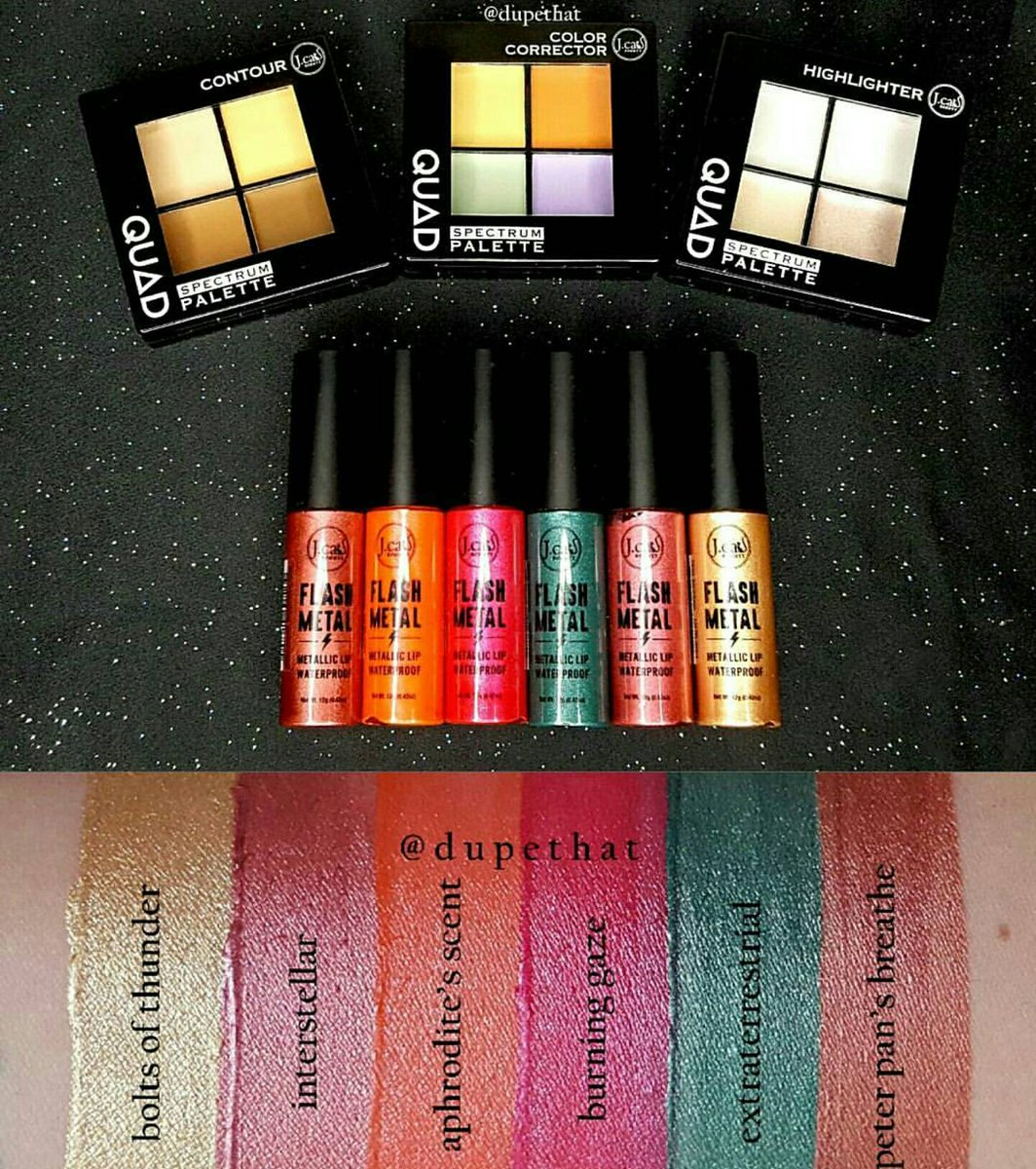 JCatBeauty's tweet photo. ✨ @dupethat reviewing our Flash Metal Metallic Lipsticks &amp; Quad Spectrum Palettes!💄💋
#jcatbeauty #flashmetal #metalliclipstick #quadspectrum https://t.co/j6nBX16QNl