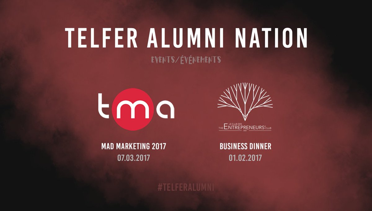 DianaKolesarova's tweet photo. Two awesome events coming up for all #TelferAlumni to attend. More info: https://t.co/vIQ0IKUlW1 Support &amp; celebrate with #Telfer students! https://t.co/JDgpEuwoOJ