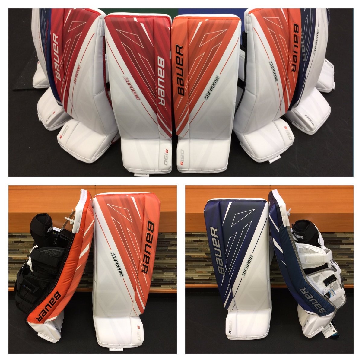 We just received intermediate Bauer Supreme s190 leg pads in new colors! #bauer #supreme #bauersupreme #bauergoalie
