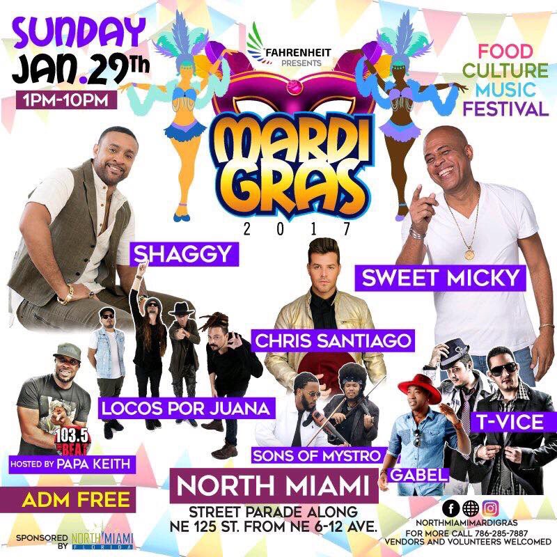 calltomusic's tweet photo. #Miami this Sunday catch @LocosPorJuana at the #MardiGras2017 🙌🏽 https://t.co/8BvYUdXlWG