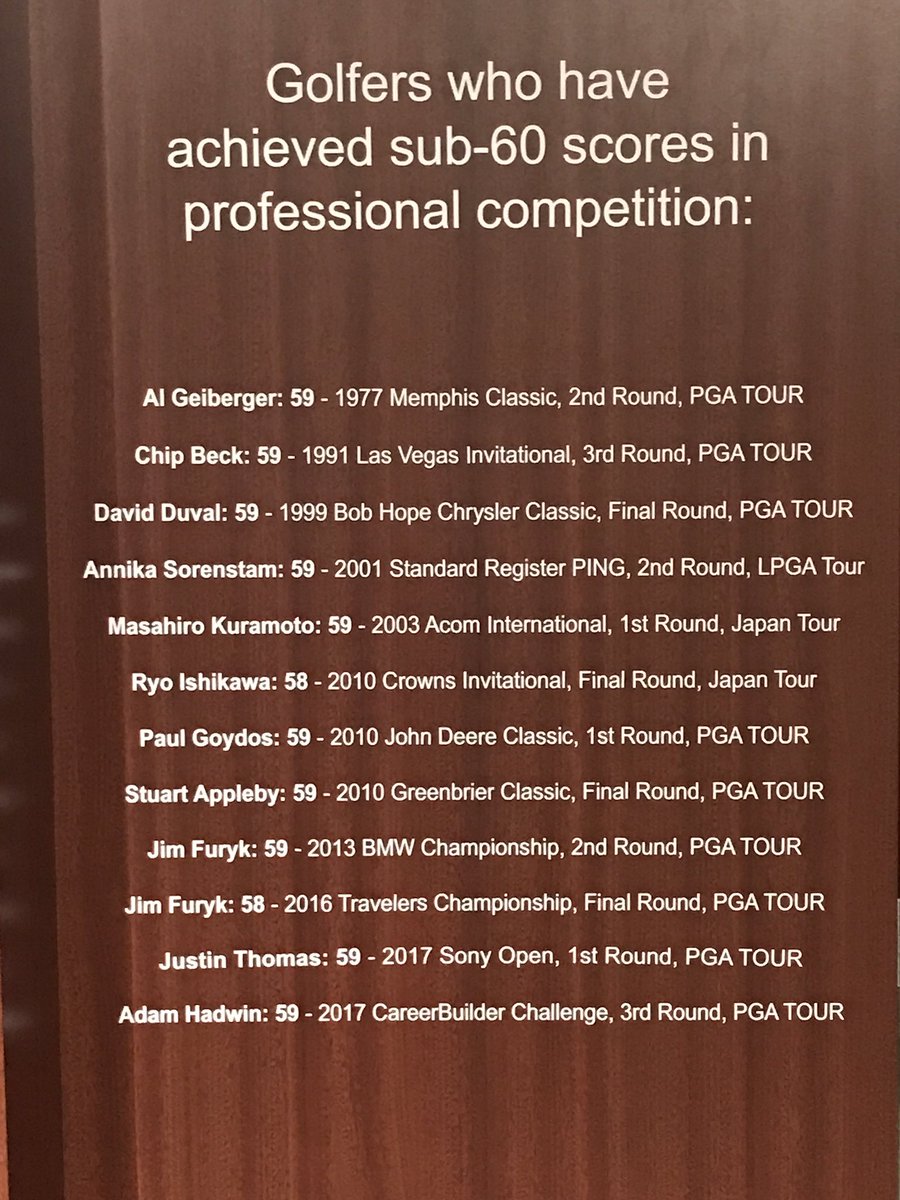 Now Justin Thomas and I are BOTH in the @GolfHallofFame (but I just work here). #Breaking60