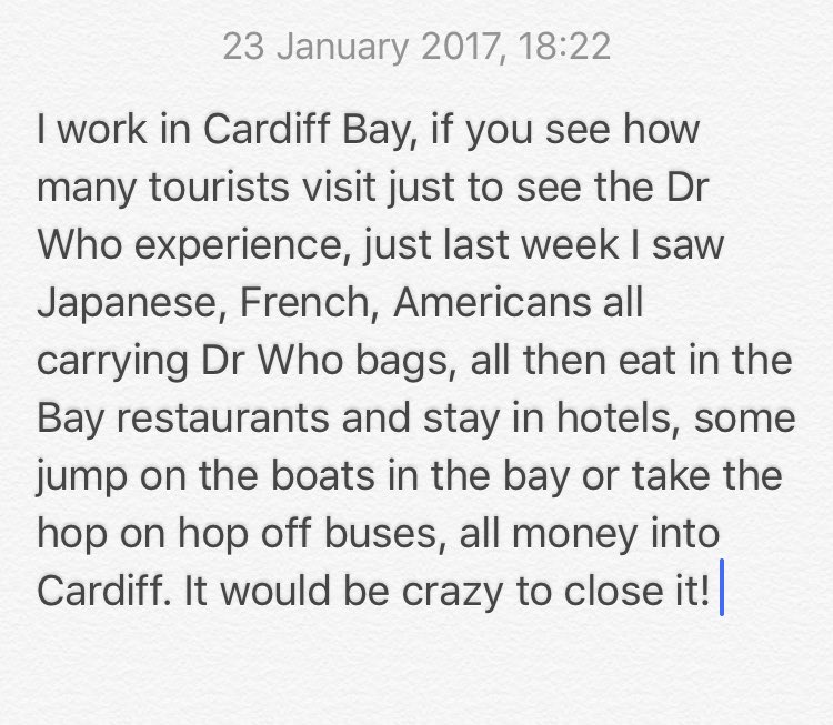 Marmitegirl's tweet photo. @ILovesTheDiff @WalesOnline see attached 140 wasn't enough! #SaveDrWhoExperience https://t.co/MVO0oifkZN