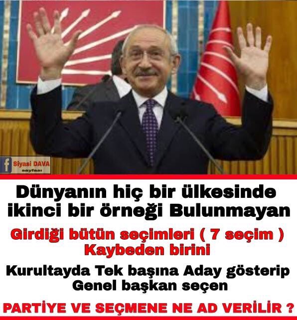 #HerkesiçinEVET

Dünyanın hiçbir ülkesinde 3 seçim kaybedip tekrar aday olan başka bir parti lideri yok !
👇👇👇👇👇👇👇👇👇👇👇