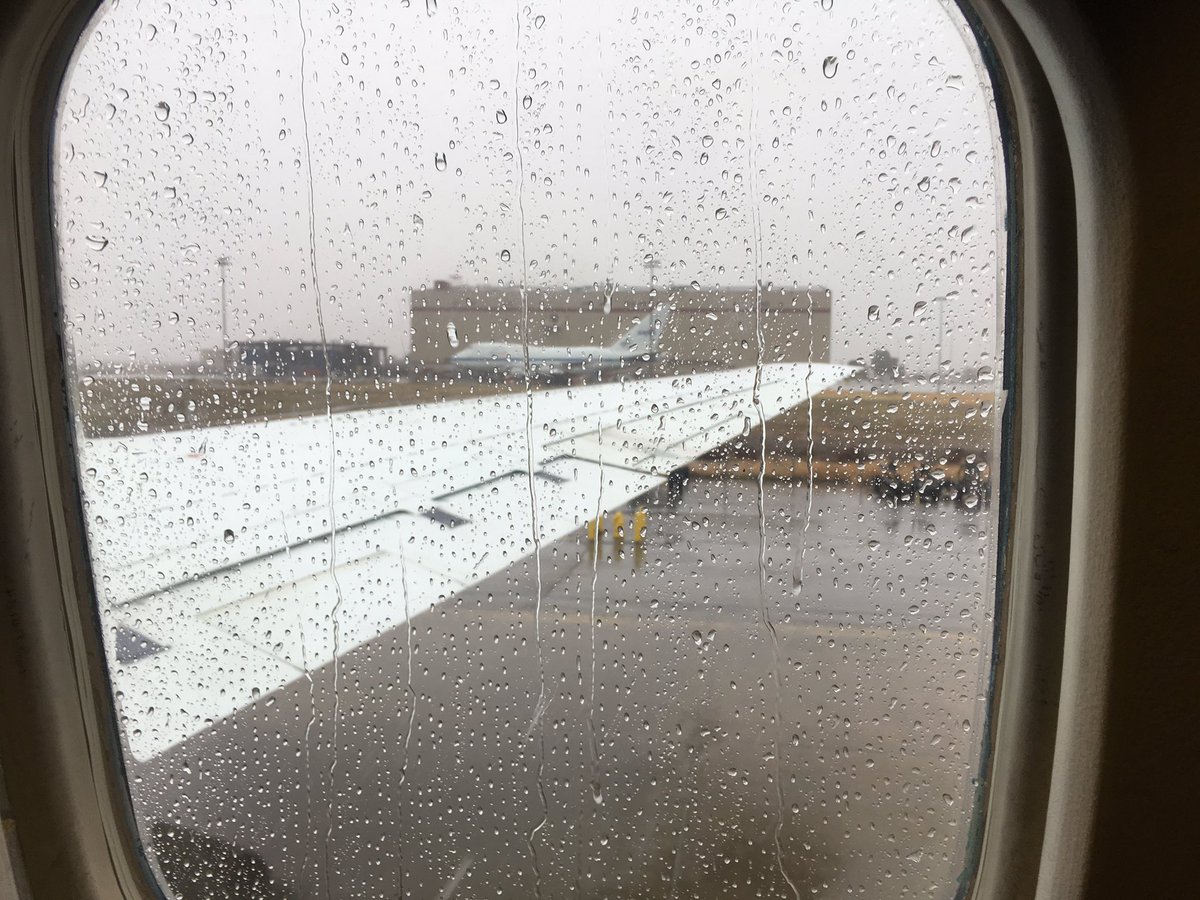 ATom_Harvard's tweet photo. Rain and sleet in Palmdale while we do instrument tests on the @NASAArmstrong #DC8 for #NASA_ATom #calweather is weird https://t.co/Mj30mYLlHc