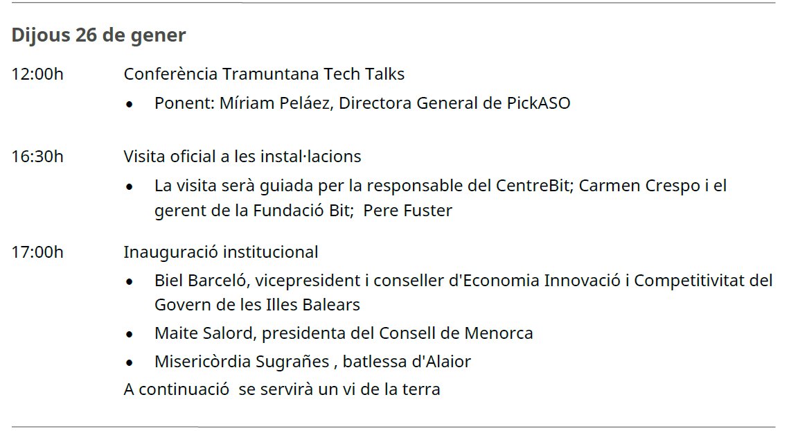 M01_Sistema's tweet photo. Este jueves y viernes, inauguración oficial del Centre Bit Menorca. 
Les esperamos. https://t.co/7fjM8zWS82