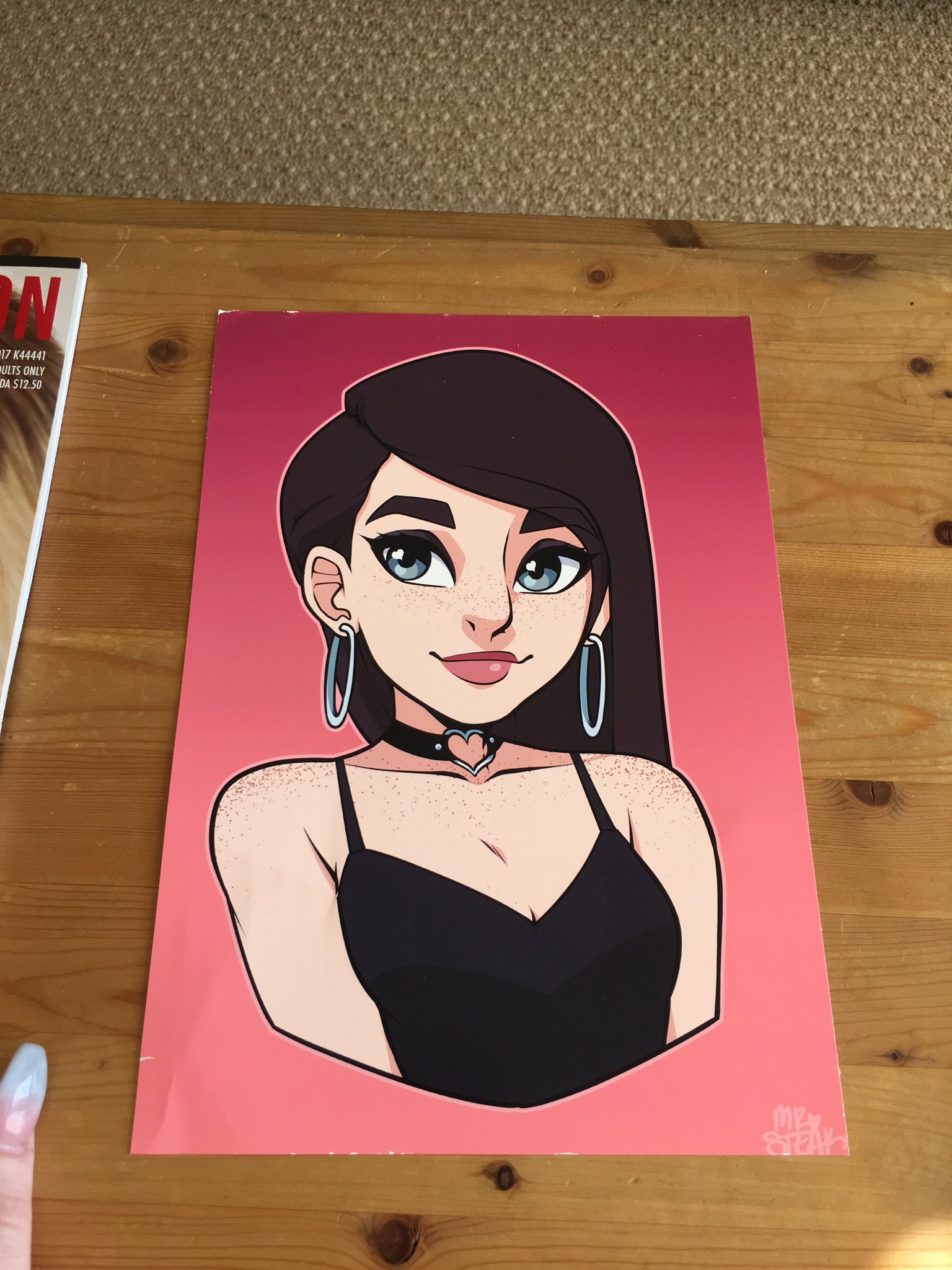 .@MrSteakArt sent me a print of the amazing fan art he did of me! Thank you, Mr. Steak! ❤ https://t.