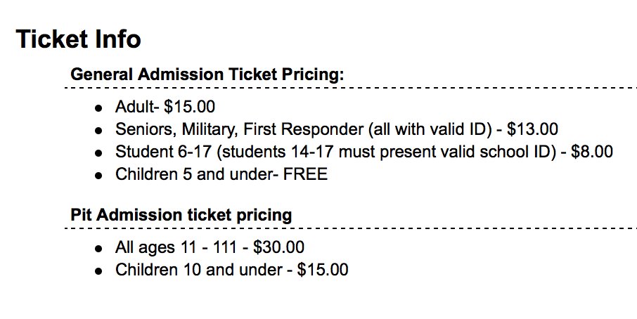 417SSE's tweet photo. Here is our ticket prices! #417SSE #FloridaRacing https://t.co/xaU9ONezaW