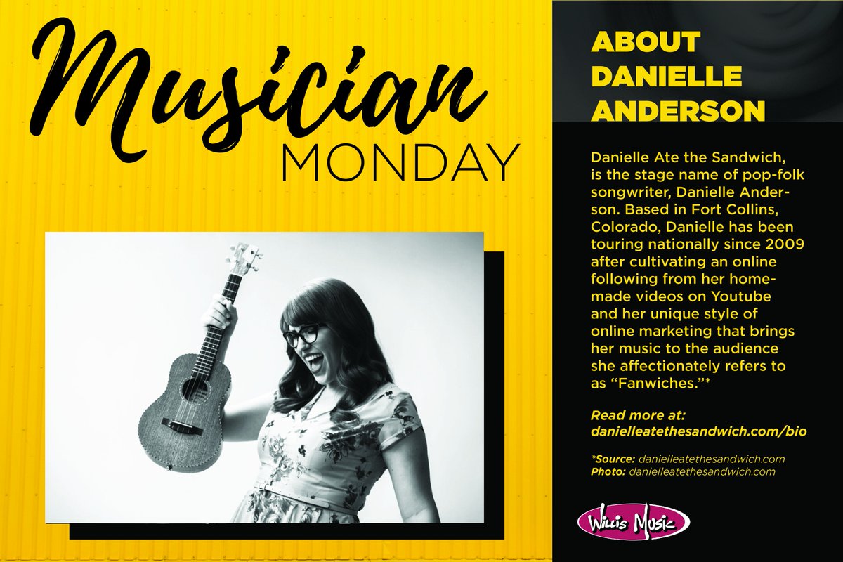 WillisMusicCo's tweet image. This week's pick is Danielle Anderson of @atetheSandwich. Check out her site &amp;amp; music! bit.ly/2k8yr75 #musicianmonday #ukecandoit