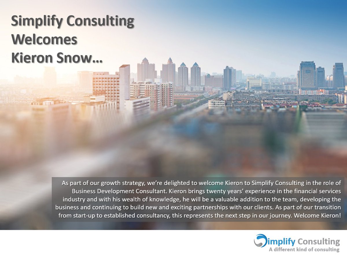 <a href="/SimplifyCons/">SimplifyConsulting</a> welcomes Kieron Snow...