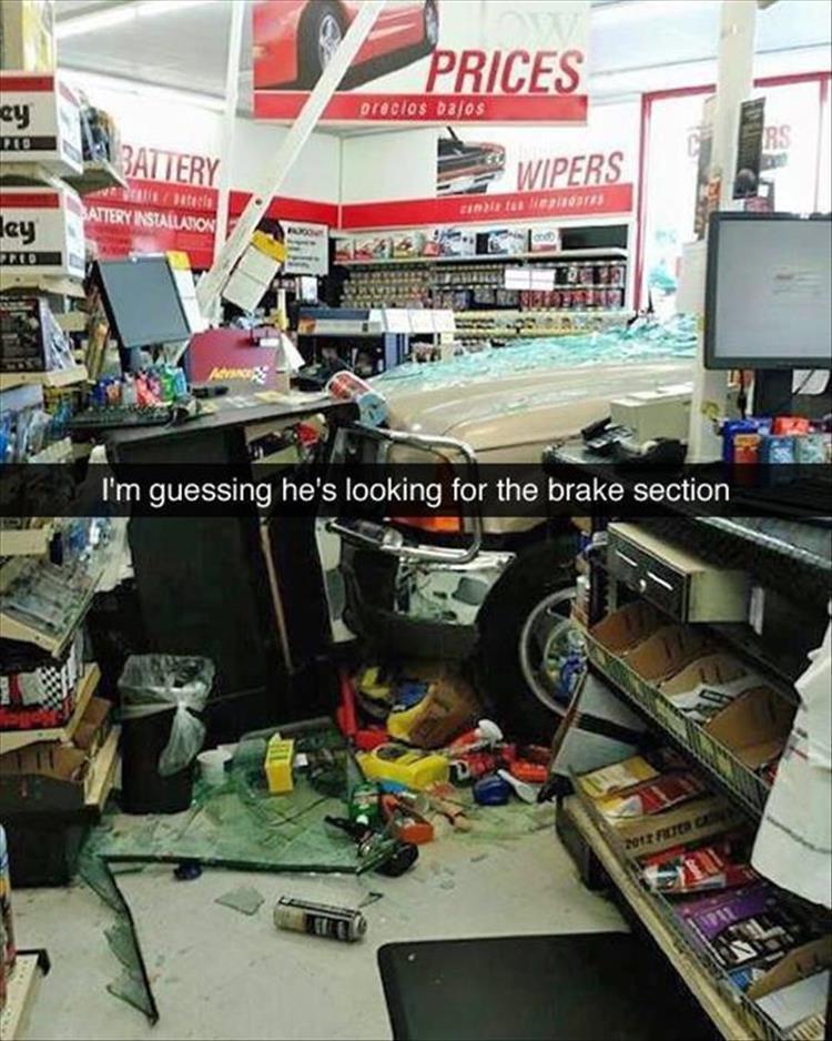 funnyordead_'s tweet photo. I'm guessing he's looking for the brake section. https://t.co/meiz8gEs5A #DisFunOrUDie https://t.co/c0CMvOxoux