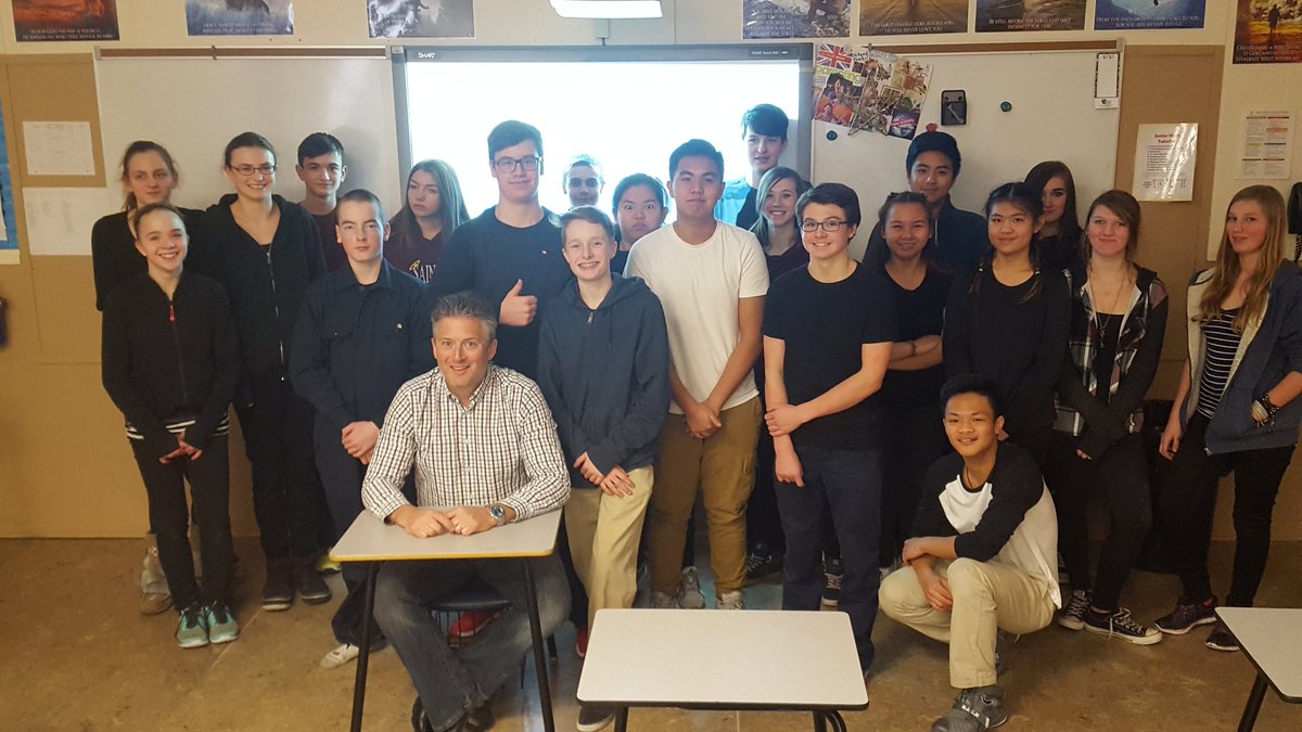 A big thank you to our local MP @blainecalkinsmp for coming to speak to our Social 9 class today! #social9 #inspiringfutureleaders