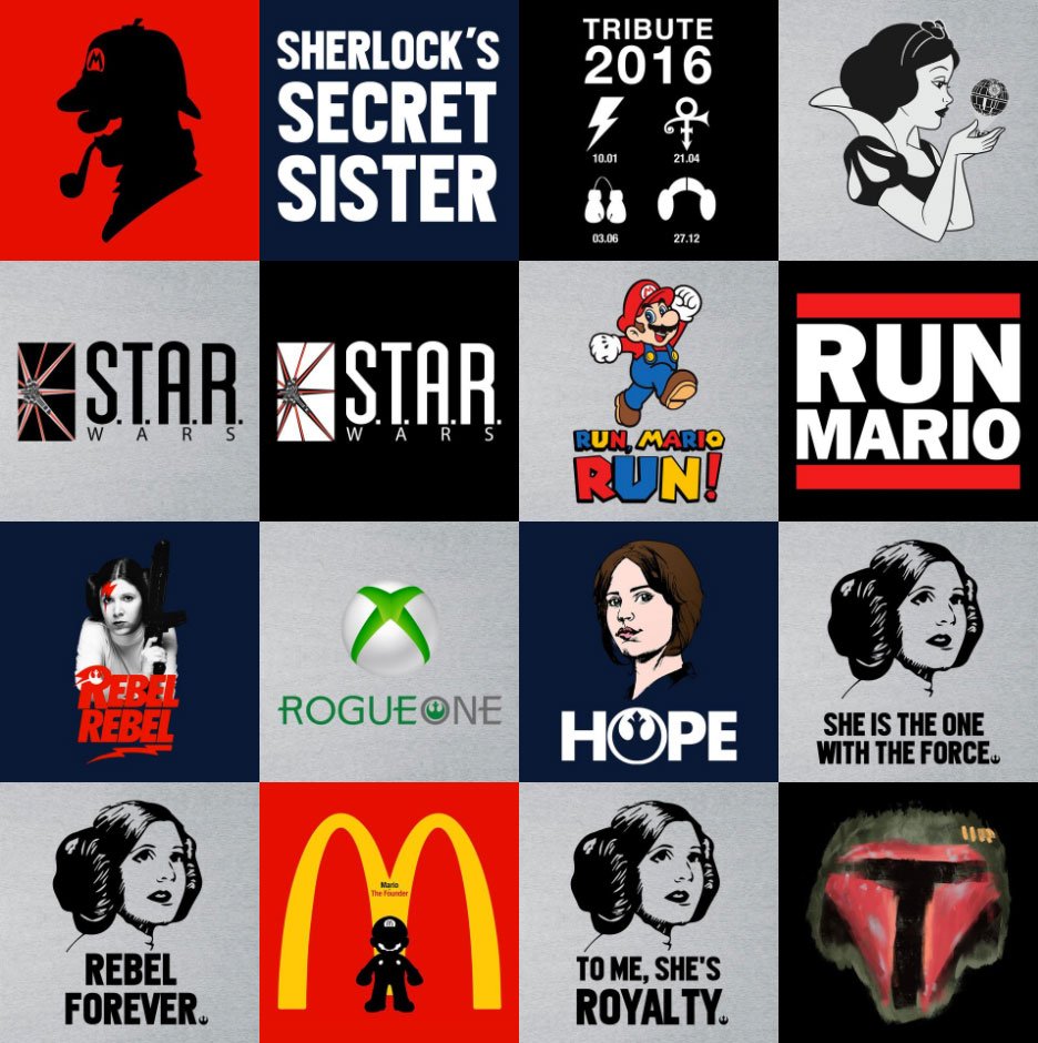 Alisterny's tweet photo. New designs available now, see the full collection: https://t.co/P4NyNWYmIZ #disney #starwars #sherlock #mario #leia #rogueone https://t.co/2HXEIUWtJf