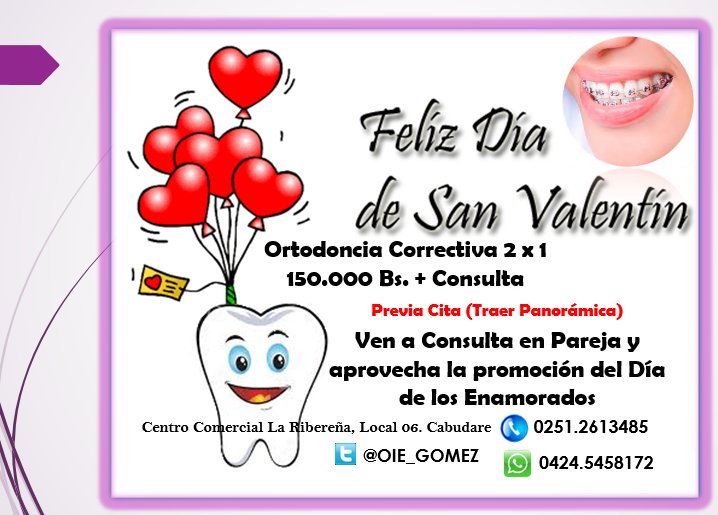 OIE_GOMEZ's tweet photo. Necesitas Ortodoncia? Este Mes del Amor y  Amistad aprovecha nuestra oferta 2x1 Llámanos y aparta tu cita! Horario Sabatino
Traer Panorámica https://t.co/xMXBxBdWlP