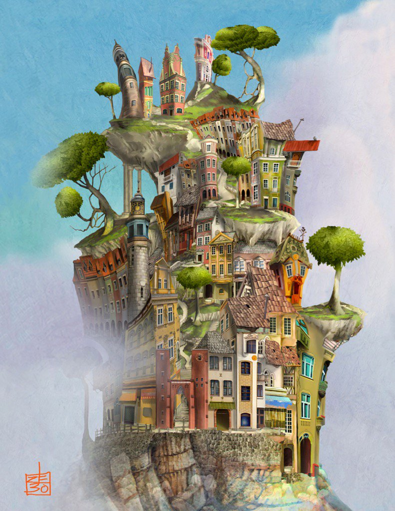 zebostudio's tweet photo. Illustration of where I'd love to live! #kidlit #kidlitart #childrenbookillustrator #illustration #towertown https://t.co/8tNO6HboMb