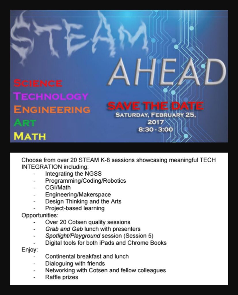 Thank you <a href="/rogerwagner/">rogerwagner</a>! Excited to explore &amp; learn w/<a href="/hyperduino/">HyperDuino</a> at 2nd annual #Cotsen #STEAM Ahead conf. Feb 25 in <a href="/RowlandSchools/">Rowland Schools</a> #MakerEd