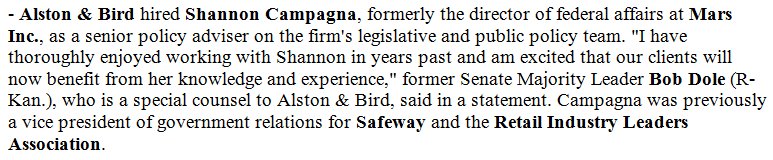 POLITICO Influence (@politicopi) on Twitter photo Today in PI - <a href="/AlstonBirdLLP/">Alston & Bird</a> hires <a href="/ShannonCampagna/">Shannon Scruggs Campagna</a>, Kevin Wolf joins <a href="/akin_gump/">Akin Gump Strauss Hauer & Feld LLP</a>, Jeh Johnson rejoins <a href="/PaulWeissLLP/">Paul, Weiss LLP</a>. politi.co/2jpYzcE Today in PI - <a href="/AlstonBirdLLP/">Alston & Bird</a> hires <a href="/ShannonCampagna/">Shannon Scruggs Campagna</a>, Kevin Wolf joins <a href="/akin_gump/">Akin Gump Strauss Hauer & Feld LLP</a>, Jeh Johnson rejoins <a href="/PaulWeissLLP/">Paul, Weiss LLP</a>. politi.co/2jpYzcE