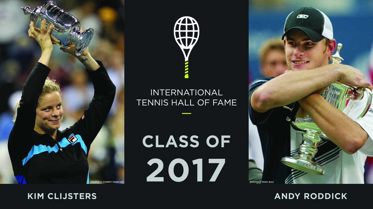 Thrilled to announce our featured Hall of Famers to the Class of 2017. Welcome to the club, Kim Clijsters and Andy Roddick! 🇧🇪🇺🇸🎾🏆🙌 #legends