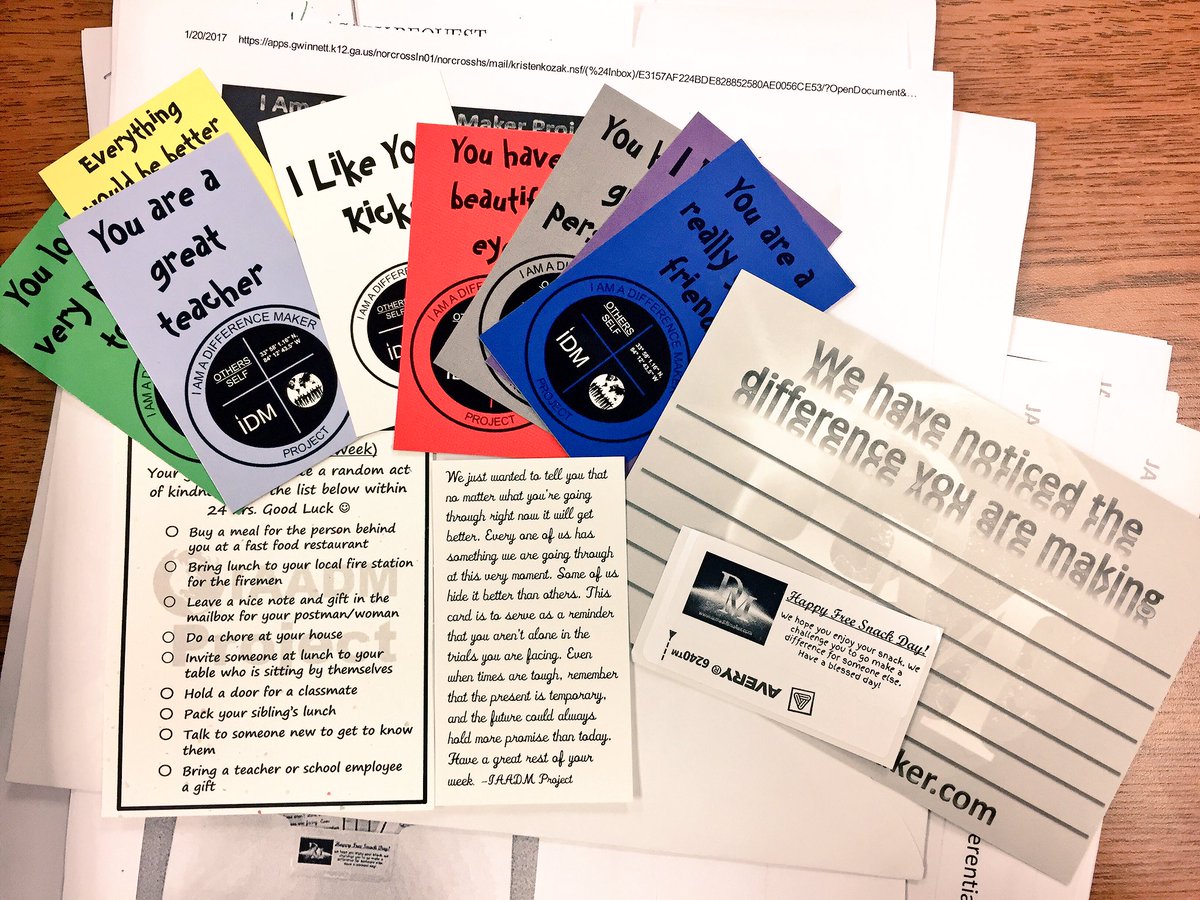 MissKozak_Math's tweet photo. So happy to take part in Kindness week with @IAmADiffMaker ❤ There is nothing more rewarding then  making someone smile���️ #Norcrossproud https://t.co/HAjDW2EkTC