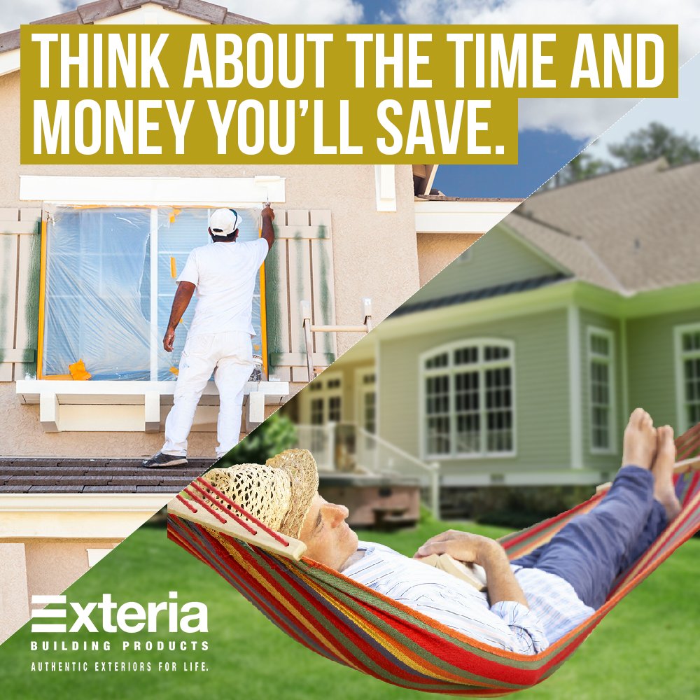 ExteriaBP's tweet photo. Exteria’s products are virtually maintenance-free, eliminating the time &amp; expense of maintaining natural cedar, #stone or #brick every year. https://t.co/nHbcE5m7O4
