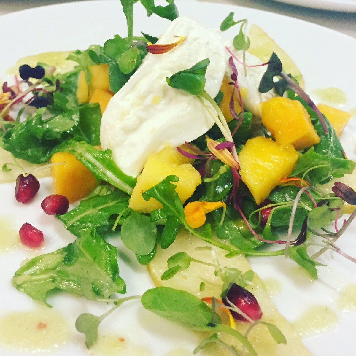 Hawaiian papaya Asian pear burrata and apple vinaigrette
