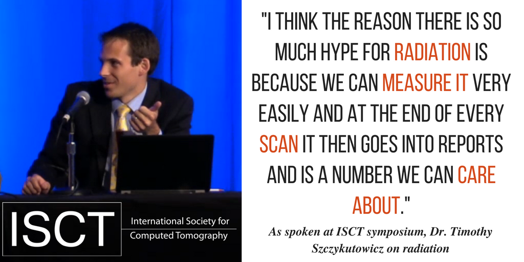 ISCTrad's tweet photo. Dr. Timothy Szczykutowicz from @uwsmph hypothesizing on the reasons behind the hype surrounding radiation in #radiology. #ISCTDaily https://t.co/WKQ1NVUdKt