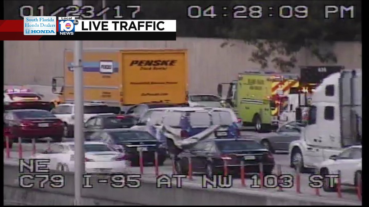 CRASH: I-95 NB & NW 103rd St. A shoulder is blocked. Expect delays. #TRAFFIC #MIAMI https://t.co/DFkvjd0553