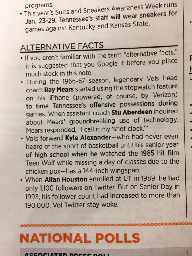 Tennessee Basketball Jokes About Sean Spicer Facts In Game Notes Sports Illustrated