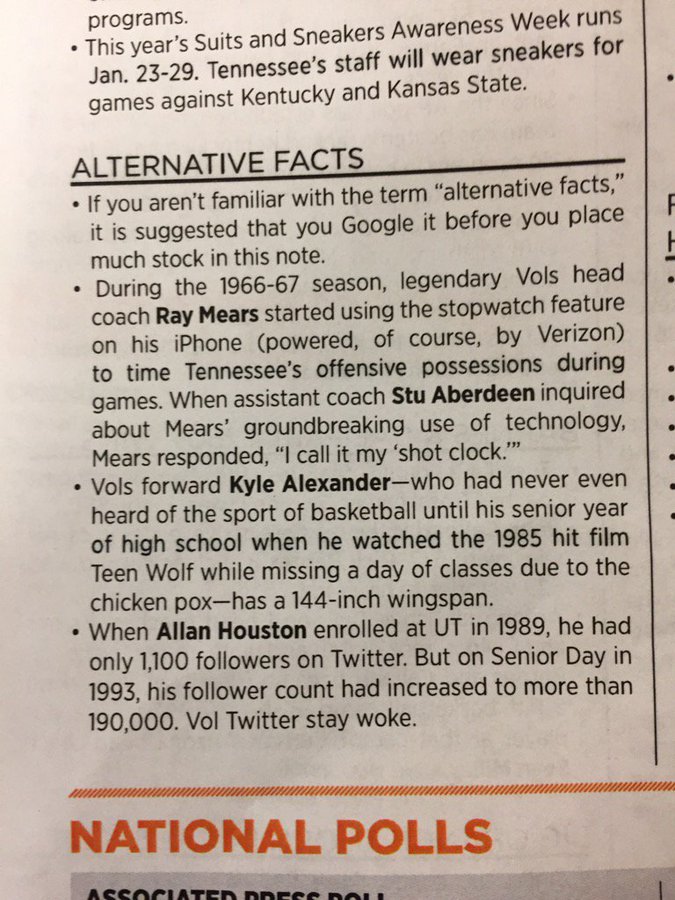 Tennessee Basketball Jokes About Sean Spicer Facts In Game Notes Sports Illustrated
