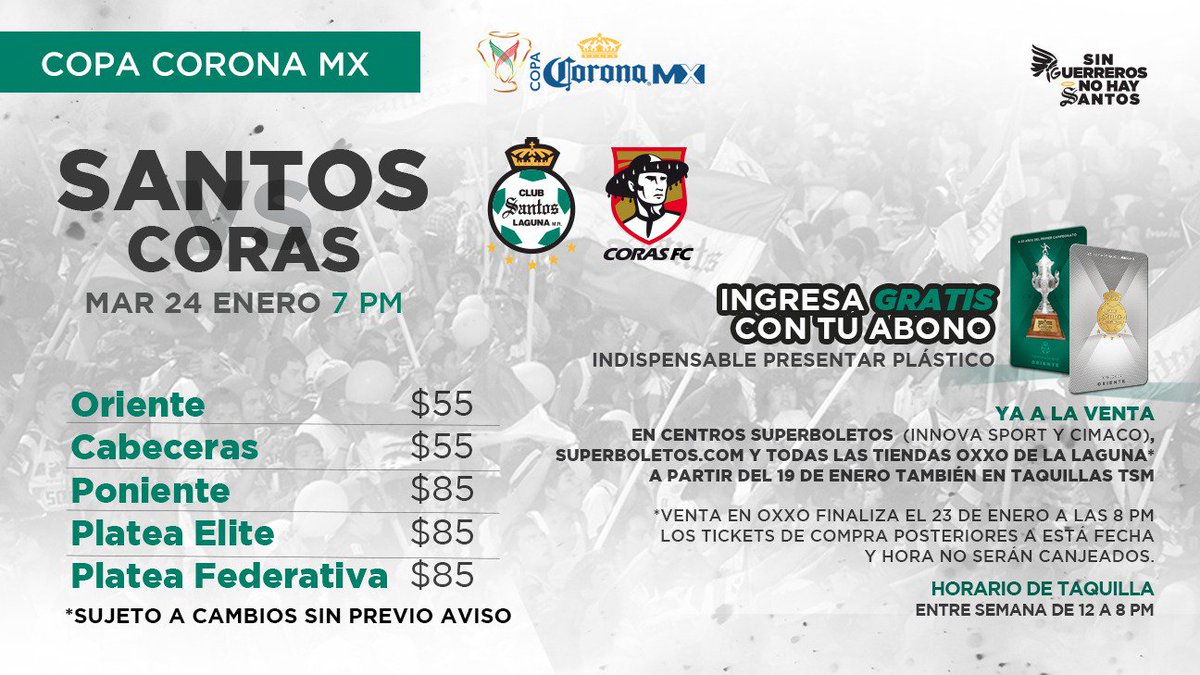 SiGuerreros's tweet photo. ¡Ya puedes adquirir tus boletos para la #J2CL2017 de la @CopaCoronaMx! #AbonadoGuerrero recuerda que entras gratis presentando tu abono. https://t.co/tul2MG7nP6