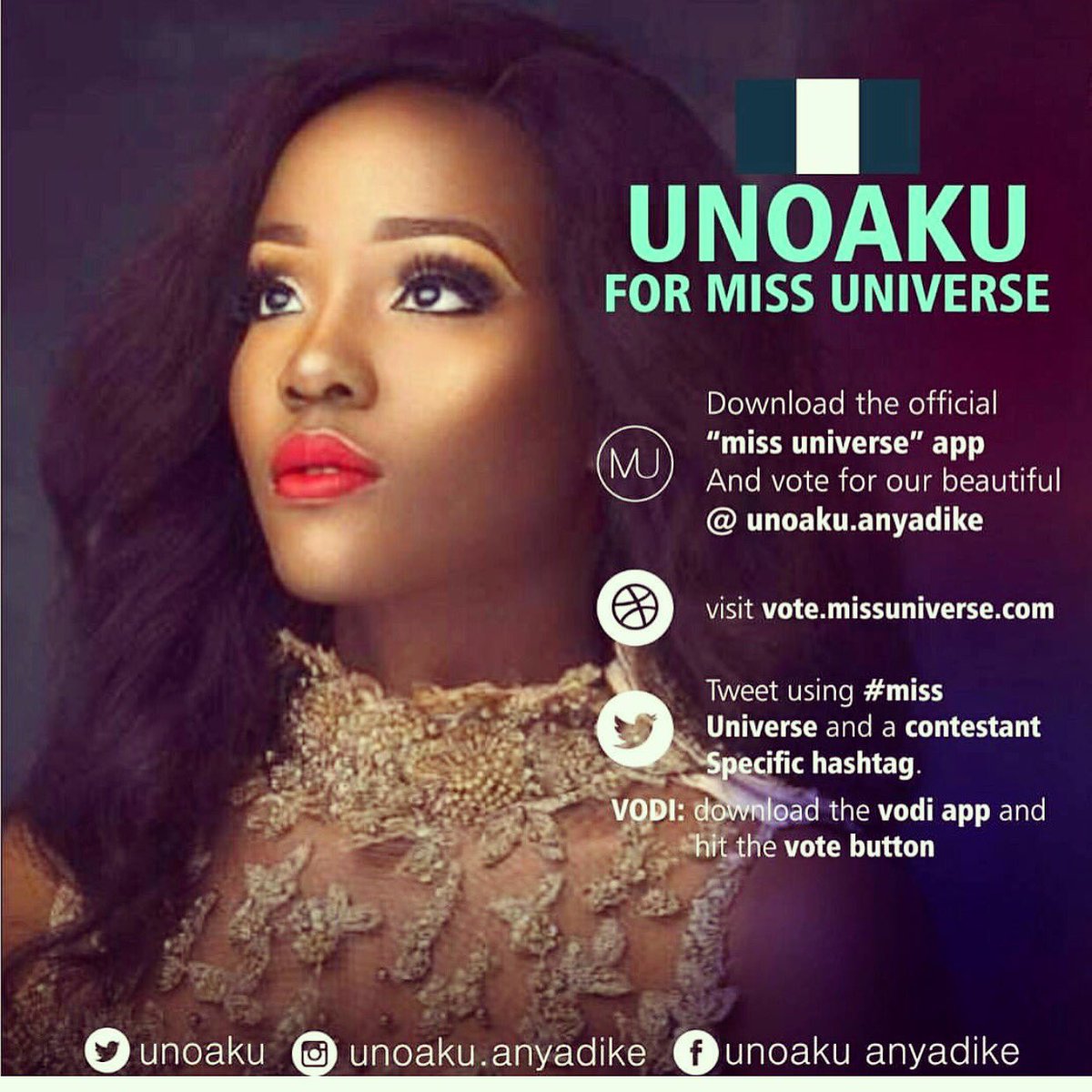 MsFisayo's tweet photo. Guys please vote on twitter by tweeting #MissUniverse #MissUniverseNigeria to vote For Miss Nigeria 
Retweets count also 
Please RT https://t.co/CIBbQ3F32M