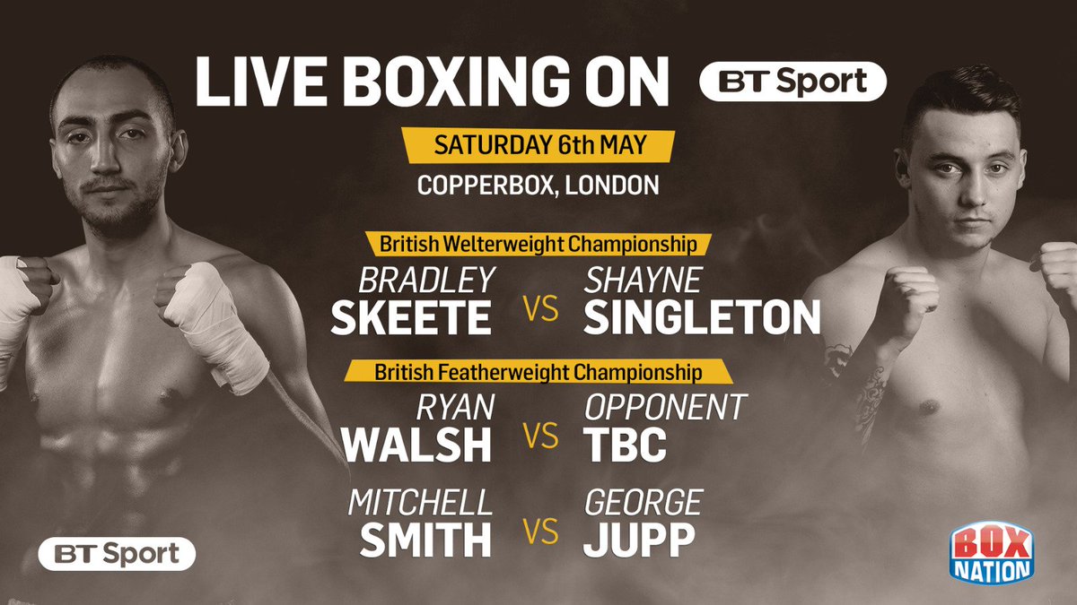 tntsports's tweet photo. 8th April 👊
22nd April 💪
6th May 👌
13th May 🙌

Who's ready for some knockout boxing on @btsport? https://t.co/N7rUO4W0At