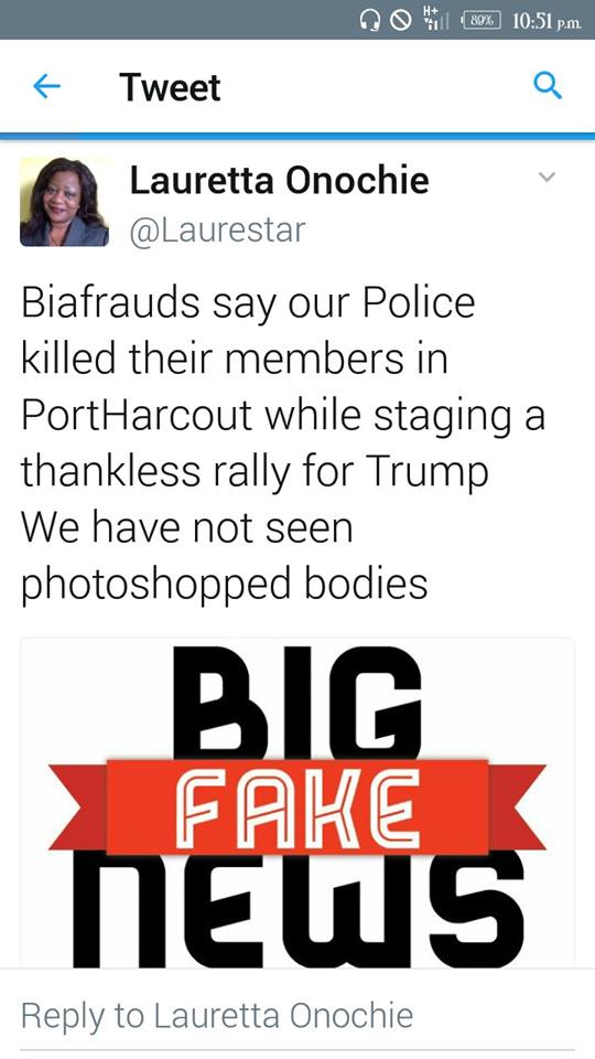 ThinkBiafra's tweet photo. We'll ask those close to Islamists mistress @Laurestar a totally lost soul to better advise her to stay away from #Biafra restoration case. https://t.co/KQn5ZrXex5