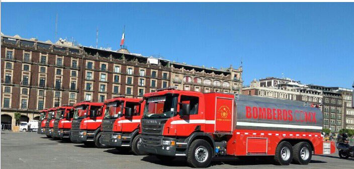 El H C de Bomberos agradece al jefe de Gobierno <a href="/ManceraMiguelMX/">Miguel Ángel Mancera</a> por la gestión y entrega de 2 escalas y 16 Carros Tanque.