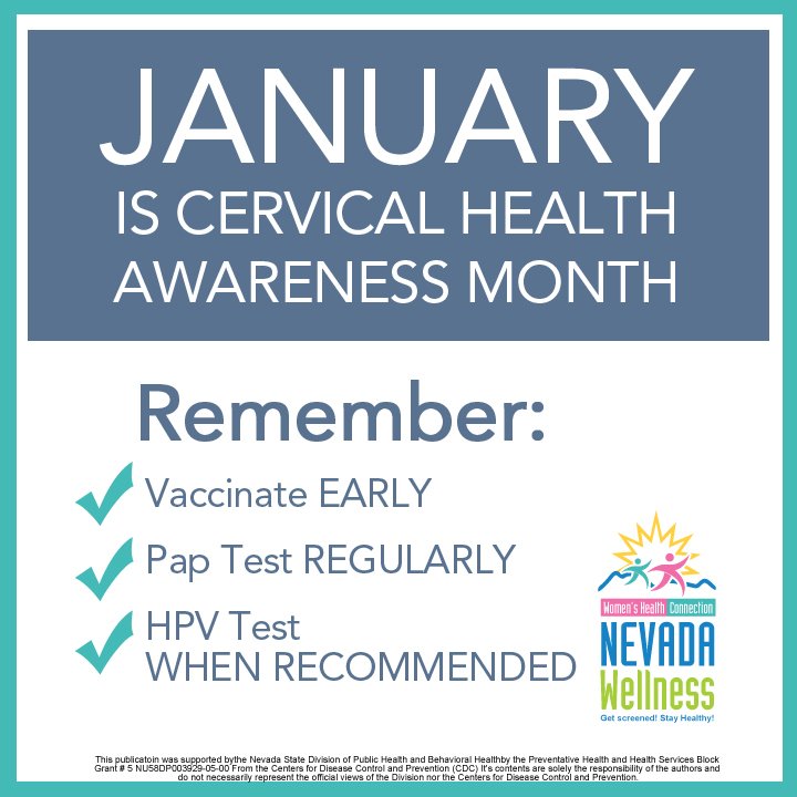 NevadaWellness's tweet image. Prevention and early detection saves lives.  Talk to your healthcare provider today. #cervicalcancerawareness