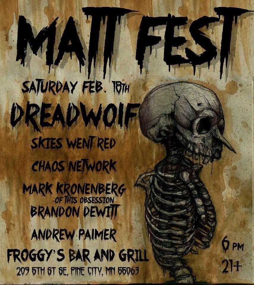 awfflmike's tweet photo. @TheEconomist #mattfest - Froggys Bar and Grill - Pine City, MN - February 18th, 2017 - 7pm - #silentauction #medallionhunt #livemusic https://t.co/LvxBHHnzJp