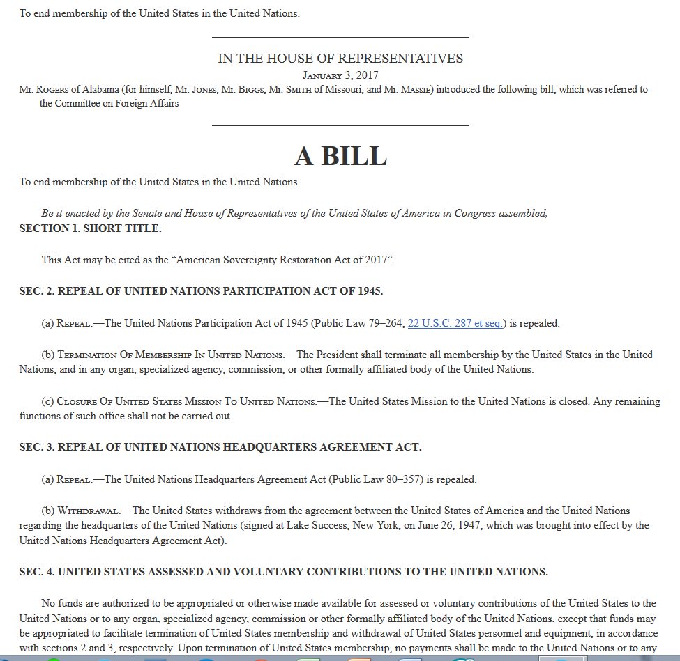 mumsplume's tweet photo. "To End Membership of the United States in the (corrupted) #UN" #HR193 American Sovereignty Restoration Act https://t.co/XdYnxsz8ji

#defUNd https://t.co/FmWYO7gCfR