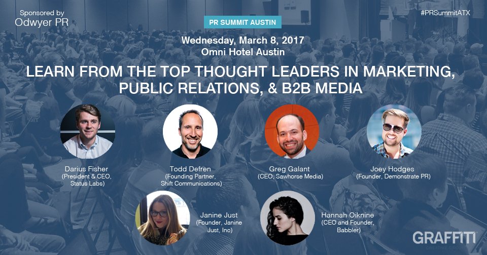 joeyhodges's tweet photo. Excited to be speaking at #PRSummitAustin 3/8/17! Grab a ticket & join me in ATX. https://t.co/JMA2jdIdqh cc: @prsummit @Demonstrate_PR https://t.co/mCFRizMF3O