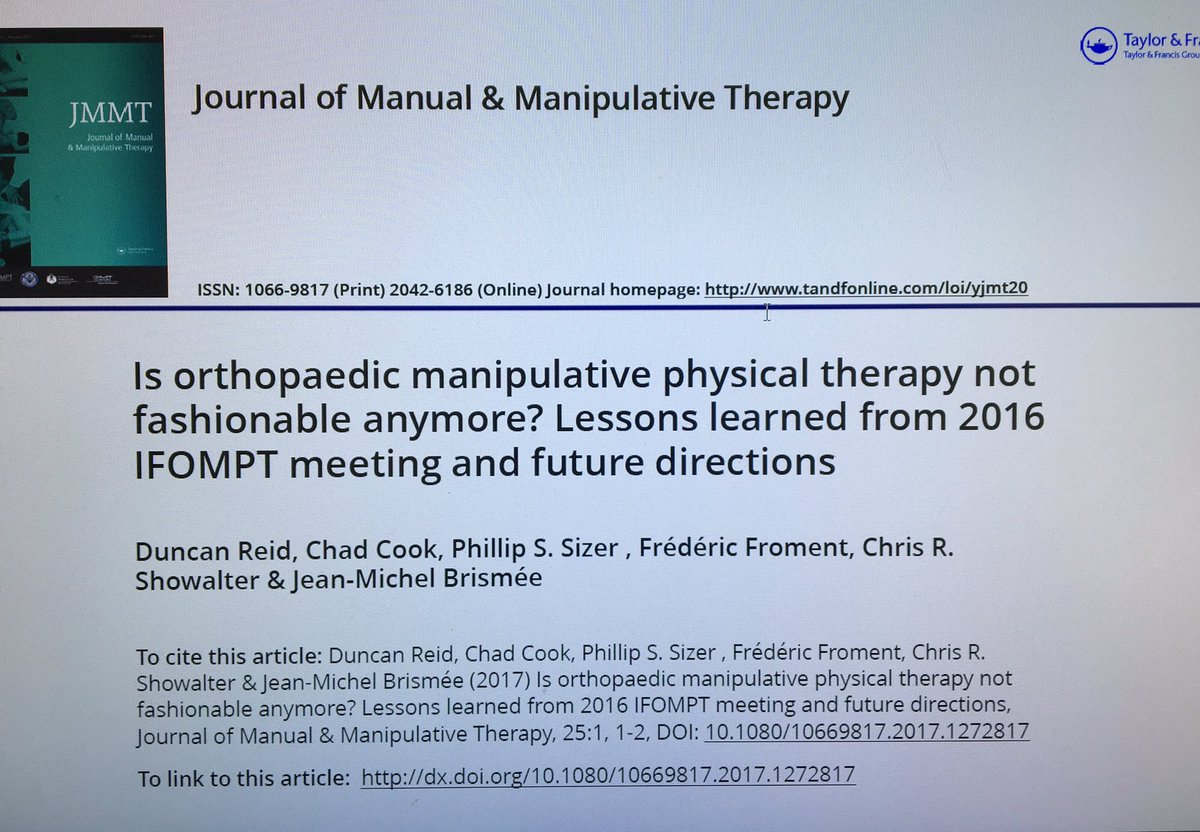 Let's not loose site of the place of manual therapy in pain management