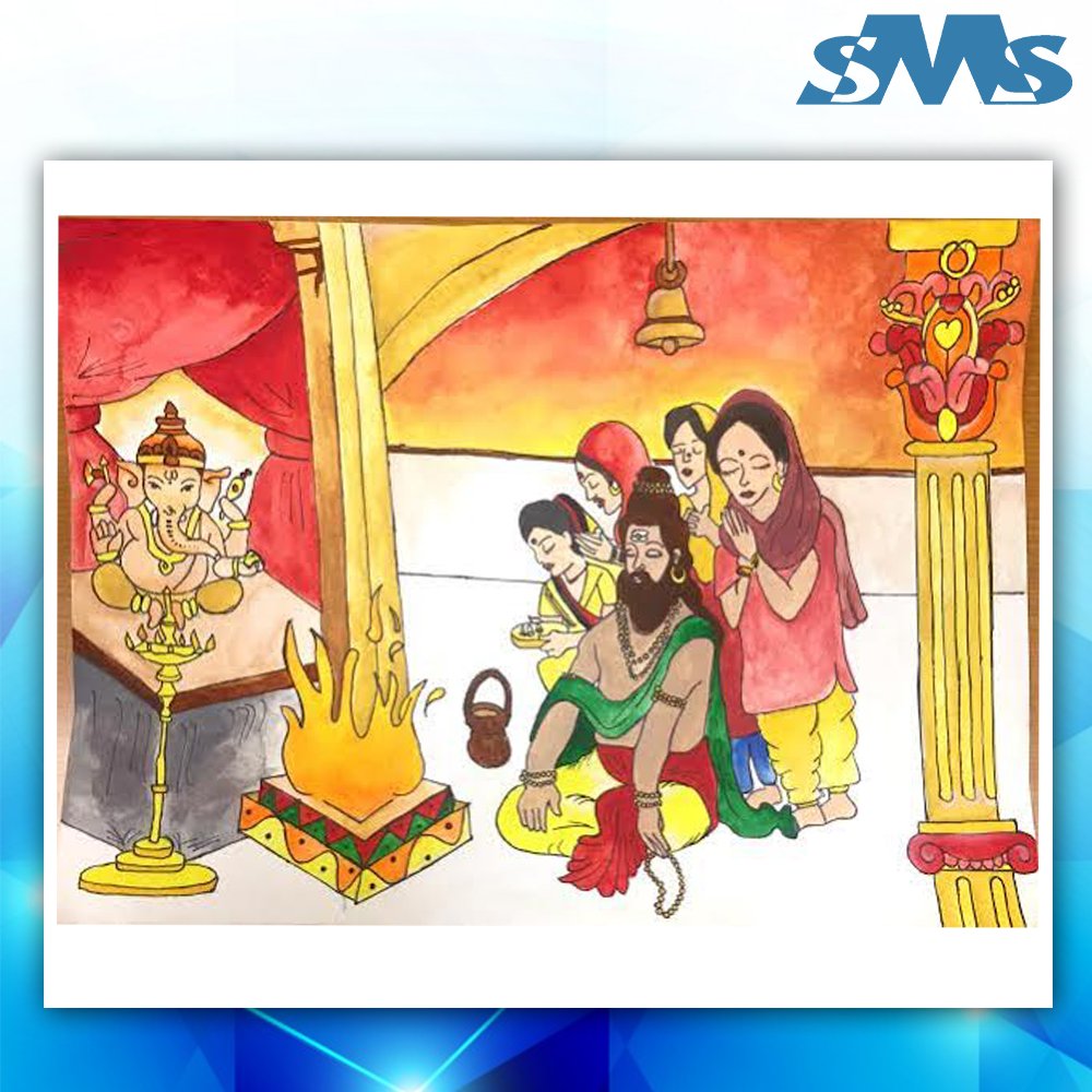 Indian festival Ganesh chaturthy Memory Drawing | How to draw Ganpati  festival - Gyaneshwari - YouTube